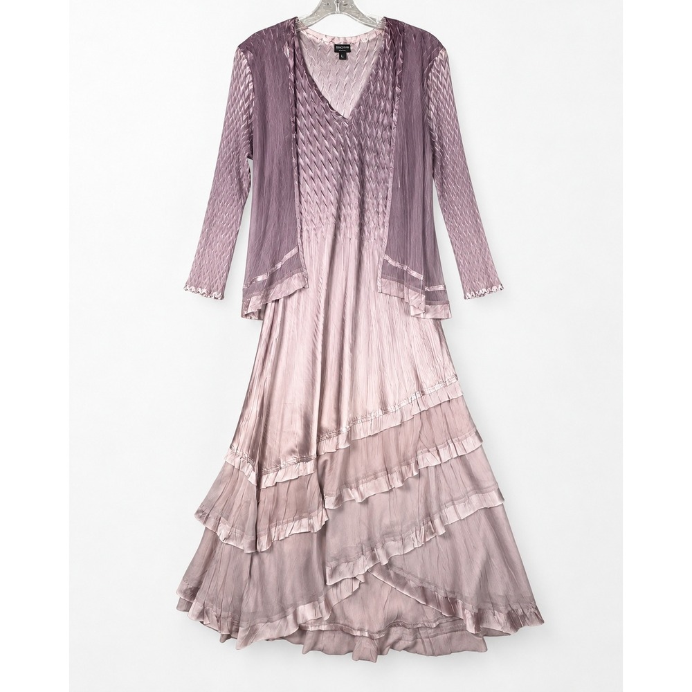 Komarov Women's Large Lavender Ombre Maxi Dress Top 2PC Mother of Bride Luxury